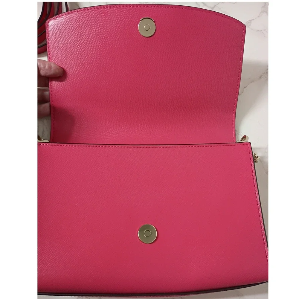 KATE SPADE Carson Pink Ruby Leather Convertible Crossbody Bag - EUC